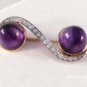 14kt Yellow & White Gold Mid-20th Century Amethyst and Diamond Brooch