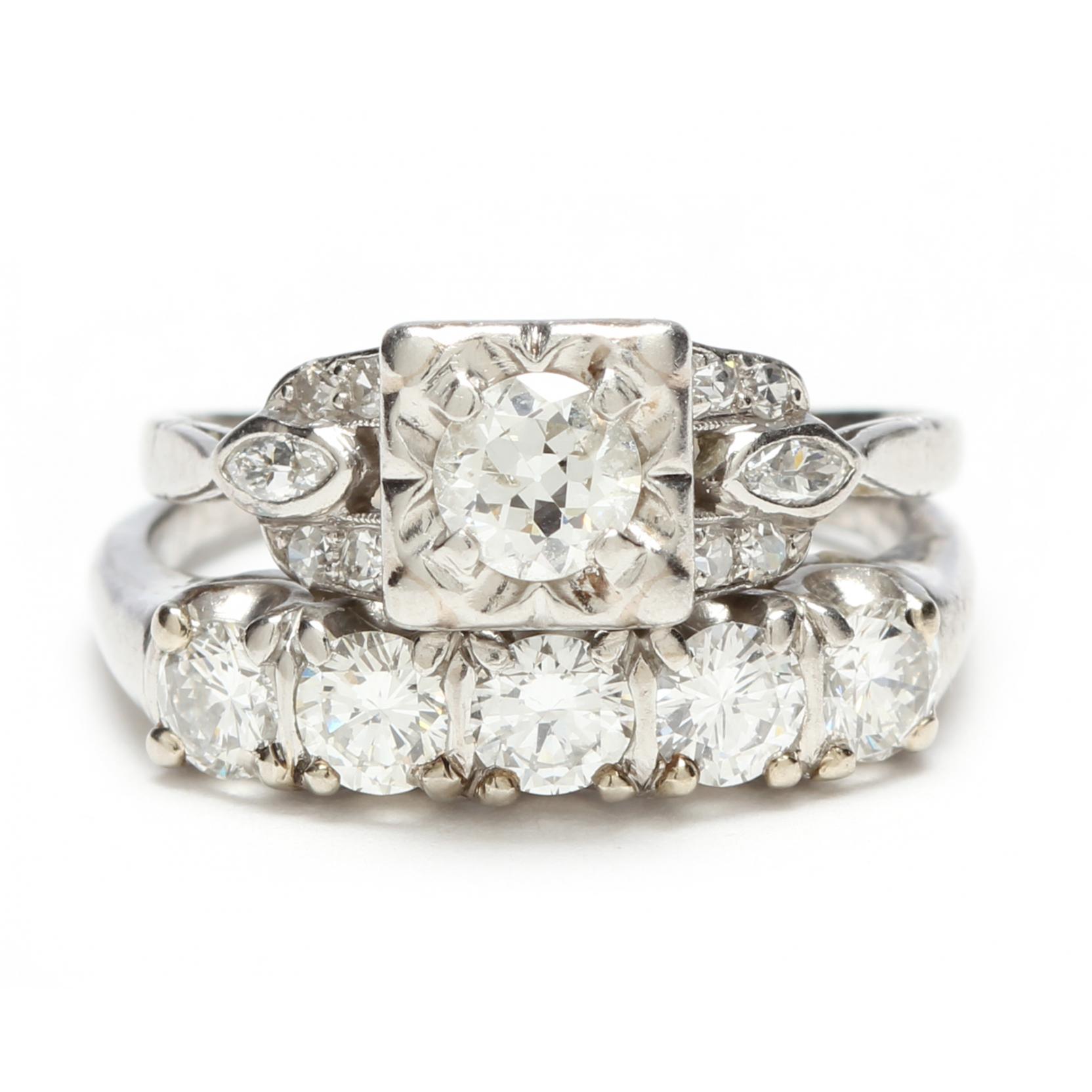 Art Deco 14kt White Gold .55ct Diamond Engagement Ring (Antique)