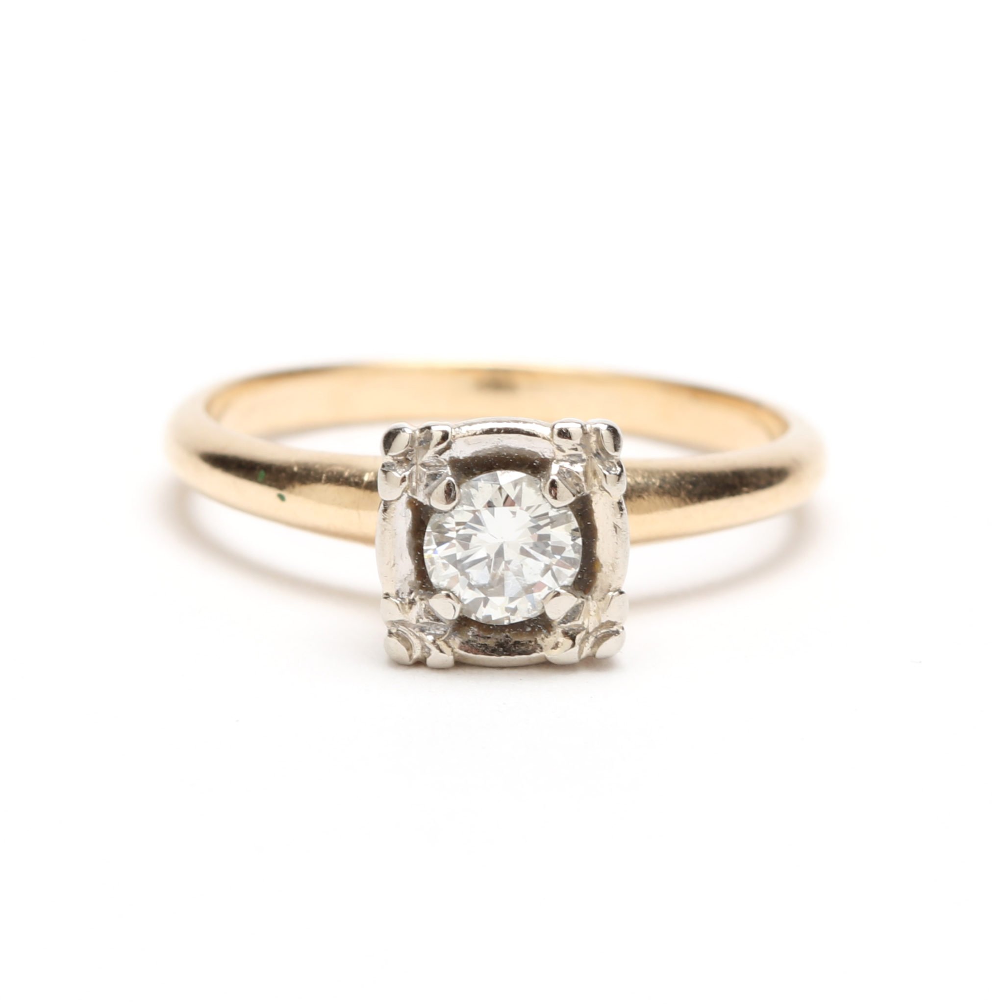 Antique Art Deco 14kt yellow & white gold .30ct Diamond Engagement Ring