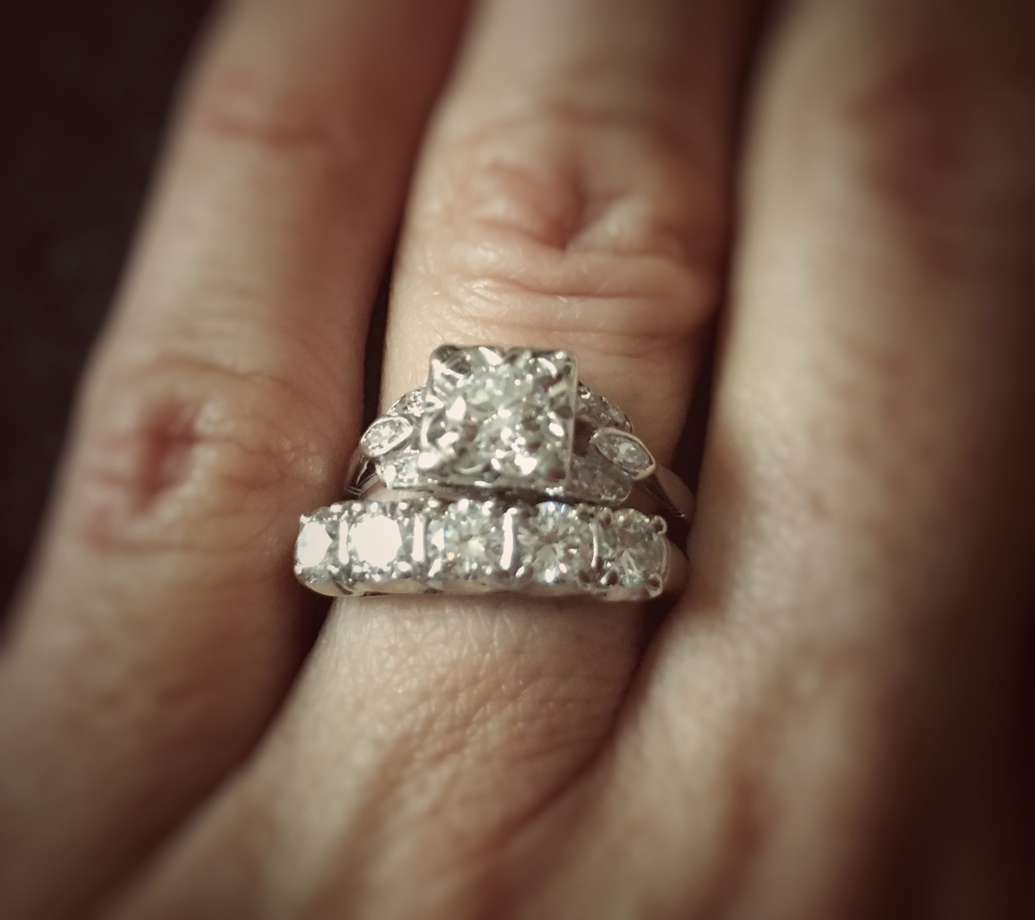 Art Deco 14kt White Gold .55ct Diamond Engagement Ring (Antique)