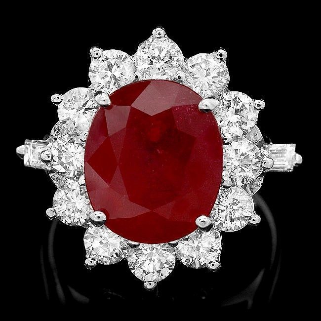 Estate Stunning 14kt White Gold, Ruby and Diamond Cocktail Ring