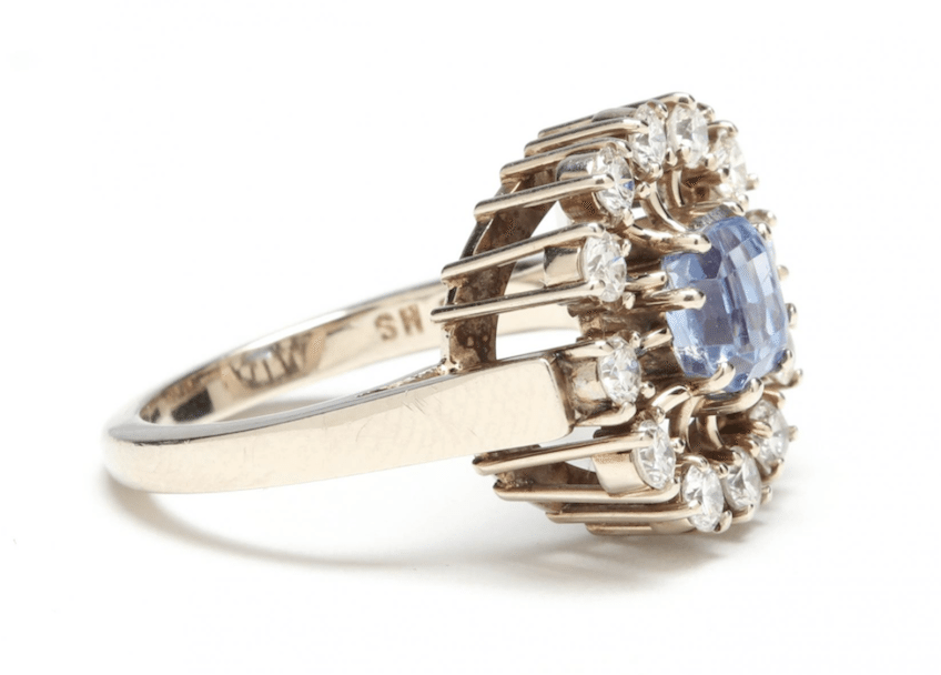 Vintage 14k White Gold Sapphire and Diamond Retro Sputnik Ring