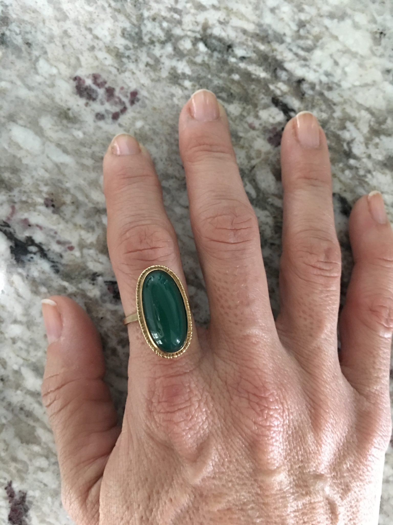 Vintage Green Dyed Chalcedony Ring