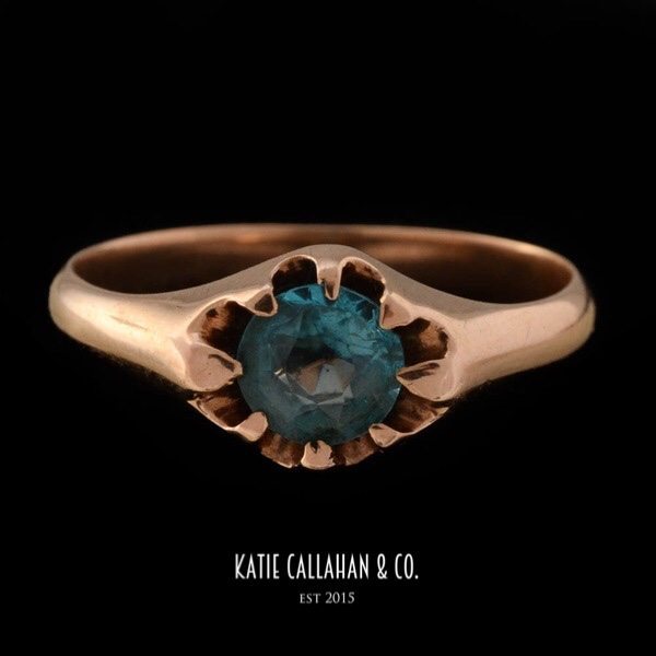Blue-Green Garnet And Rose Gold Victorian Ring (Antique)