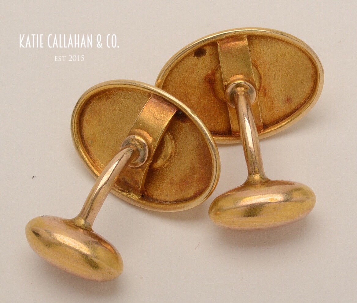 Pair of Victorian 14K Yellow Gold Old European Cut Diamond Cufflinks (Antique)