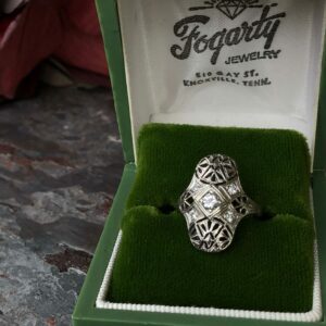 Edwardian Platinum Five Stone Diamond Filigree Ring (Antique)