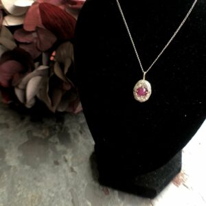 Platinum and 18kt White Gold Ruby and Diamond Pendant (Vintage)