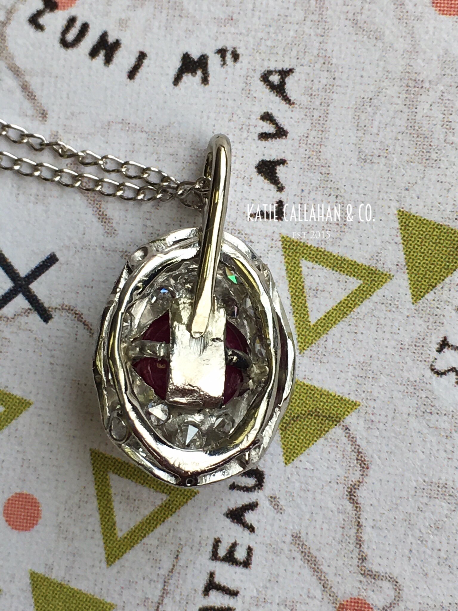 Platinum and 18kt White Gold Ruby and Diamond Pendant (Vintage)