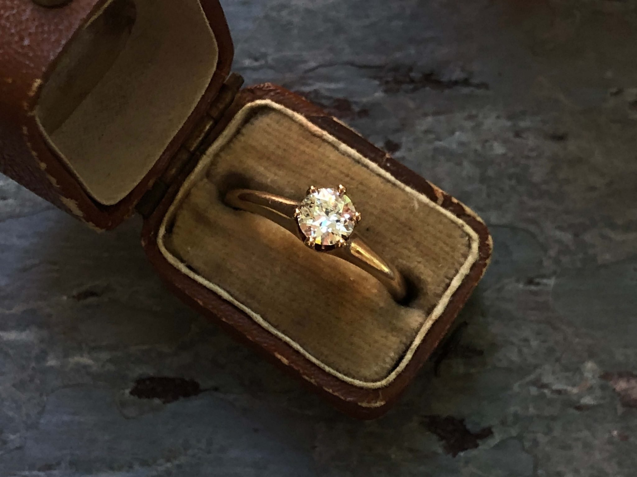 Vintage 10kt Yellow Gold Ostby Barton Diamond Engagement Ring