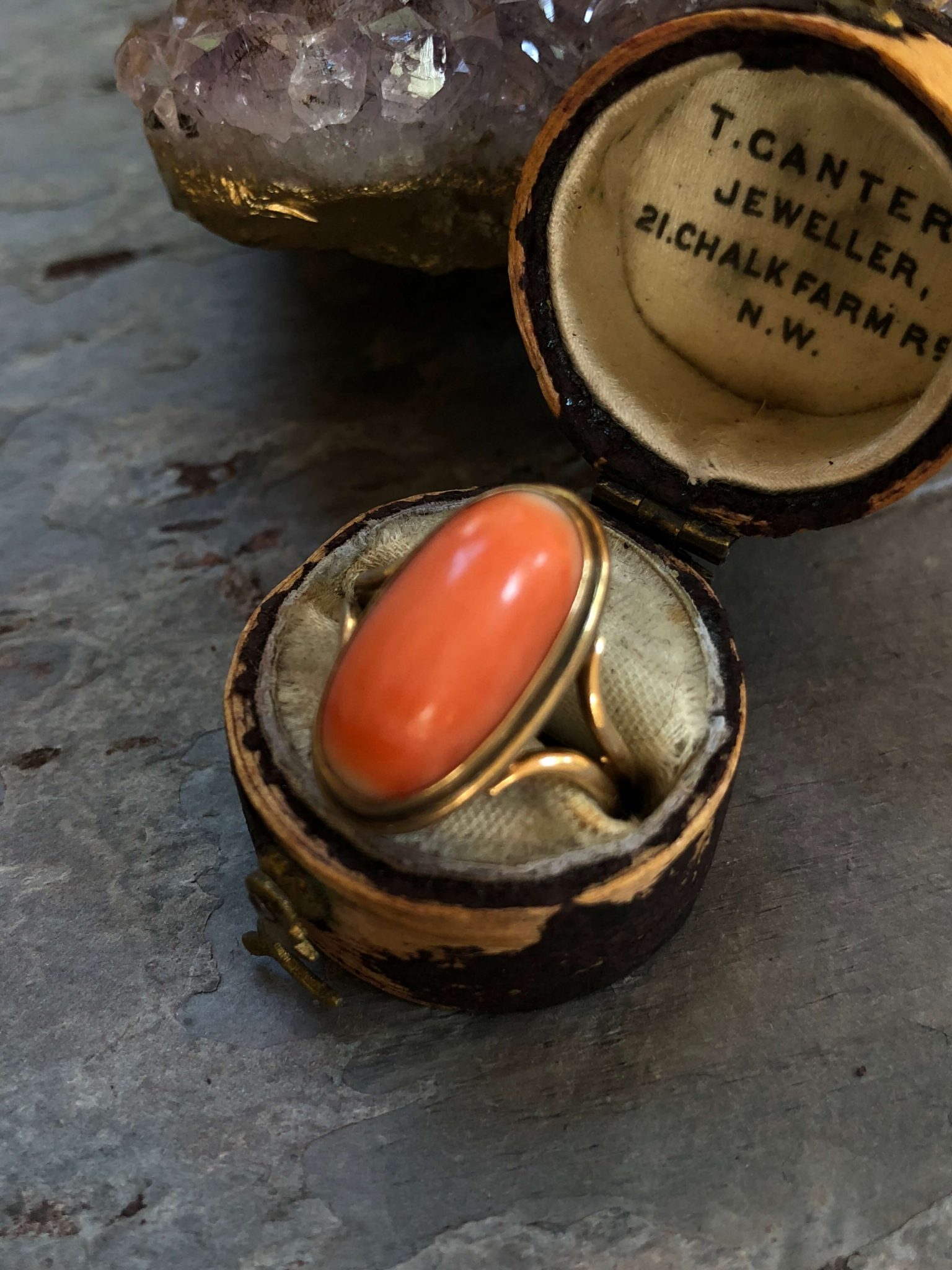 Victorian 14kt Yellow Gold Vintage Coral Ring