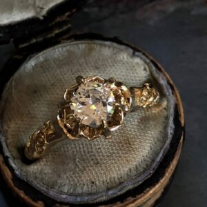 Yellow Gold (14kt) "Buttercup" Vintage Diamond Engagement Ring (GIA Cert)