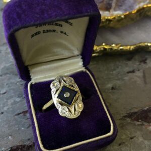 Yellow and White Gold Sapphire and Diamond Vintage Ring