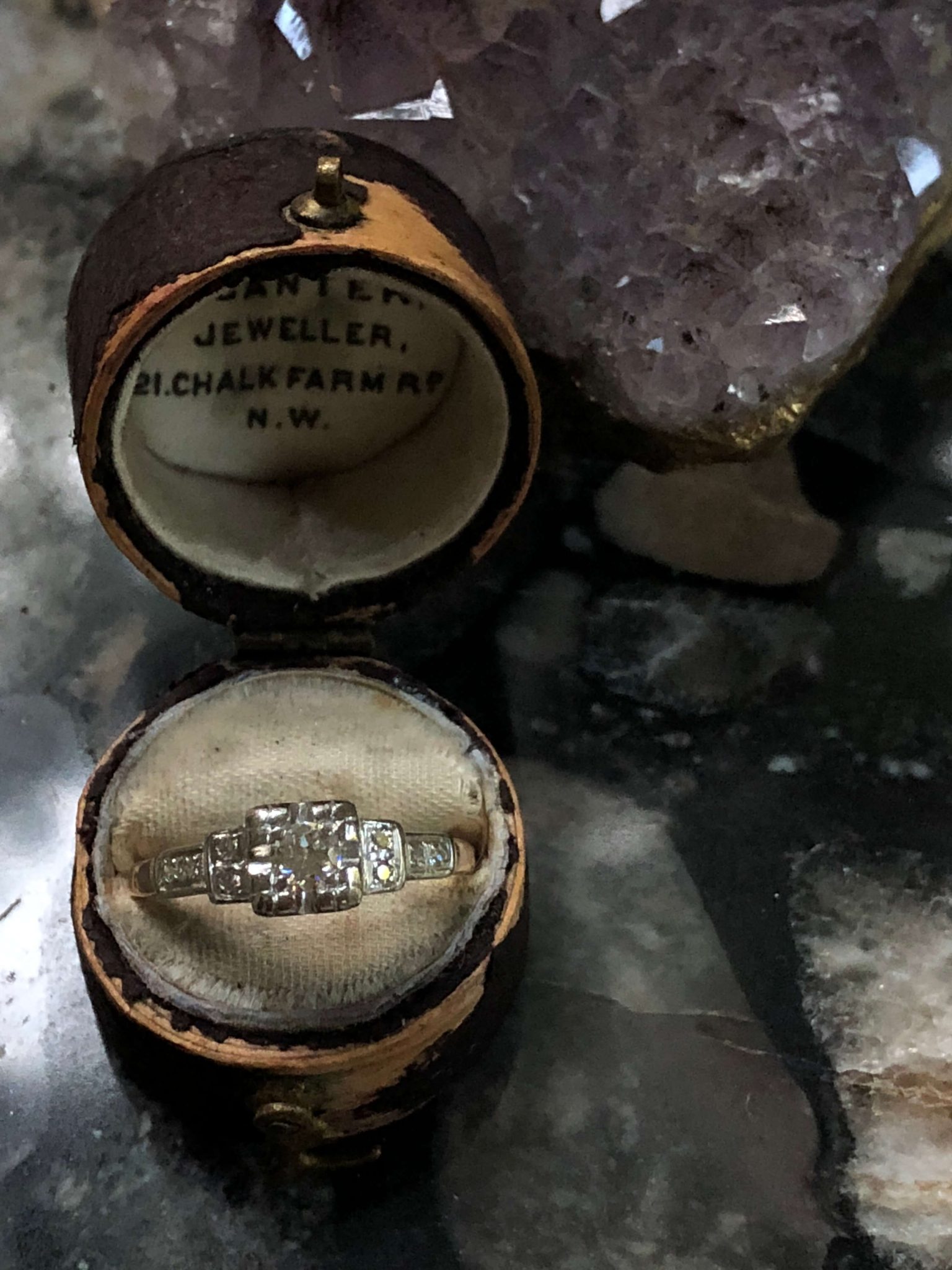 Art Deco Old European Cut Diamond Engagement Ring (Vintage)