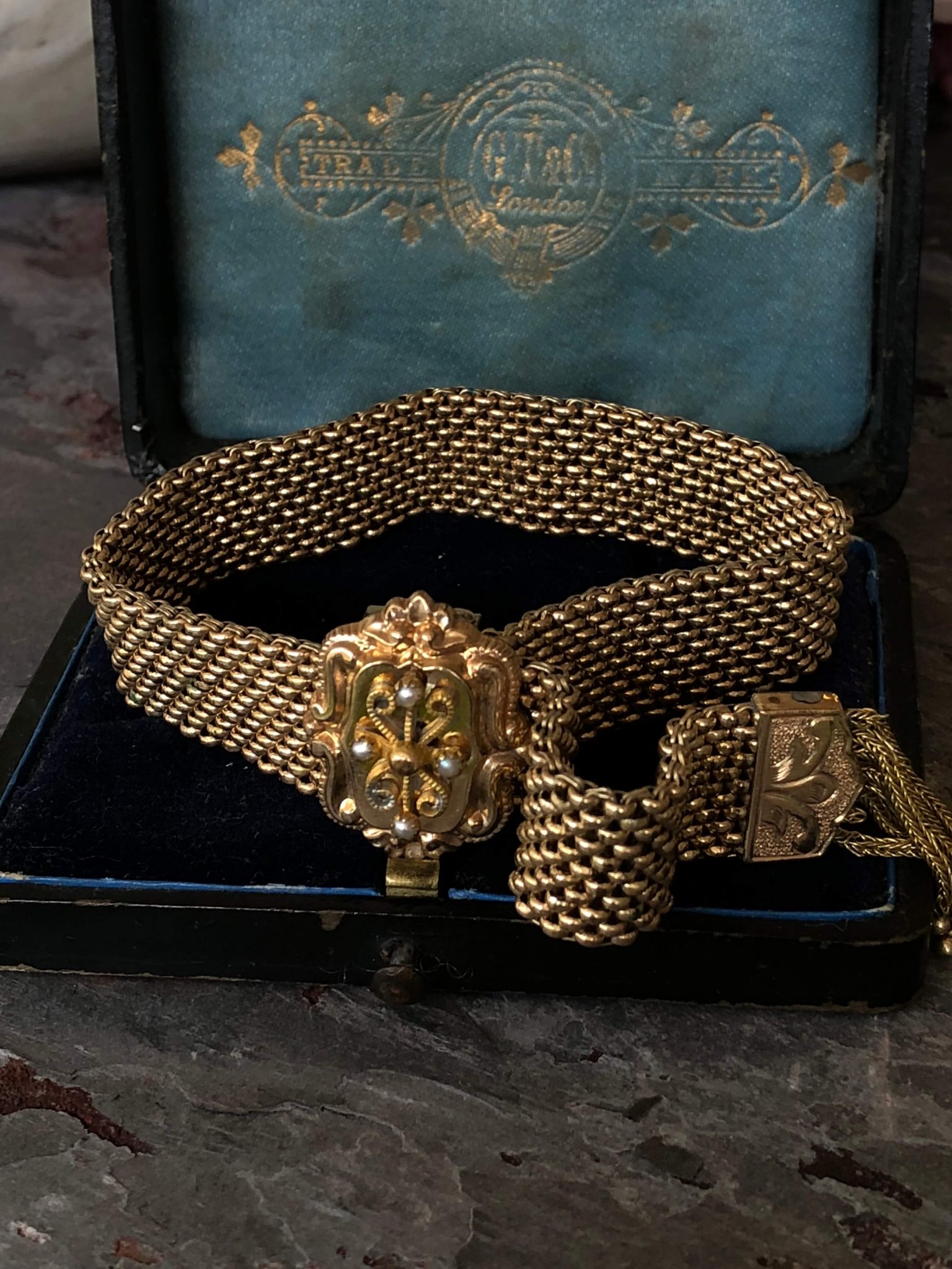 Vintage Gold Filled Victorian Mesh Fringe Slide Bracelet