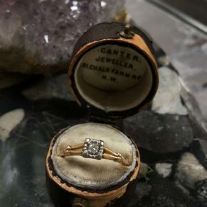 1940s 14kt Two-Tone Diamond Solitaire Engagement Ring (Vintage)