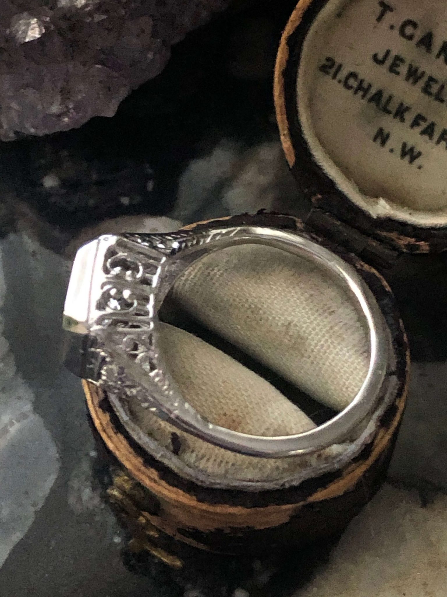 Edwardian White Gold Ceylon Sapphire and Diamond Engagement Ring (Vintage)