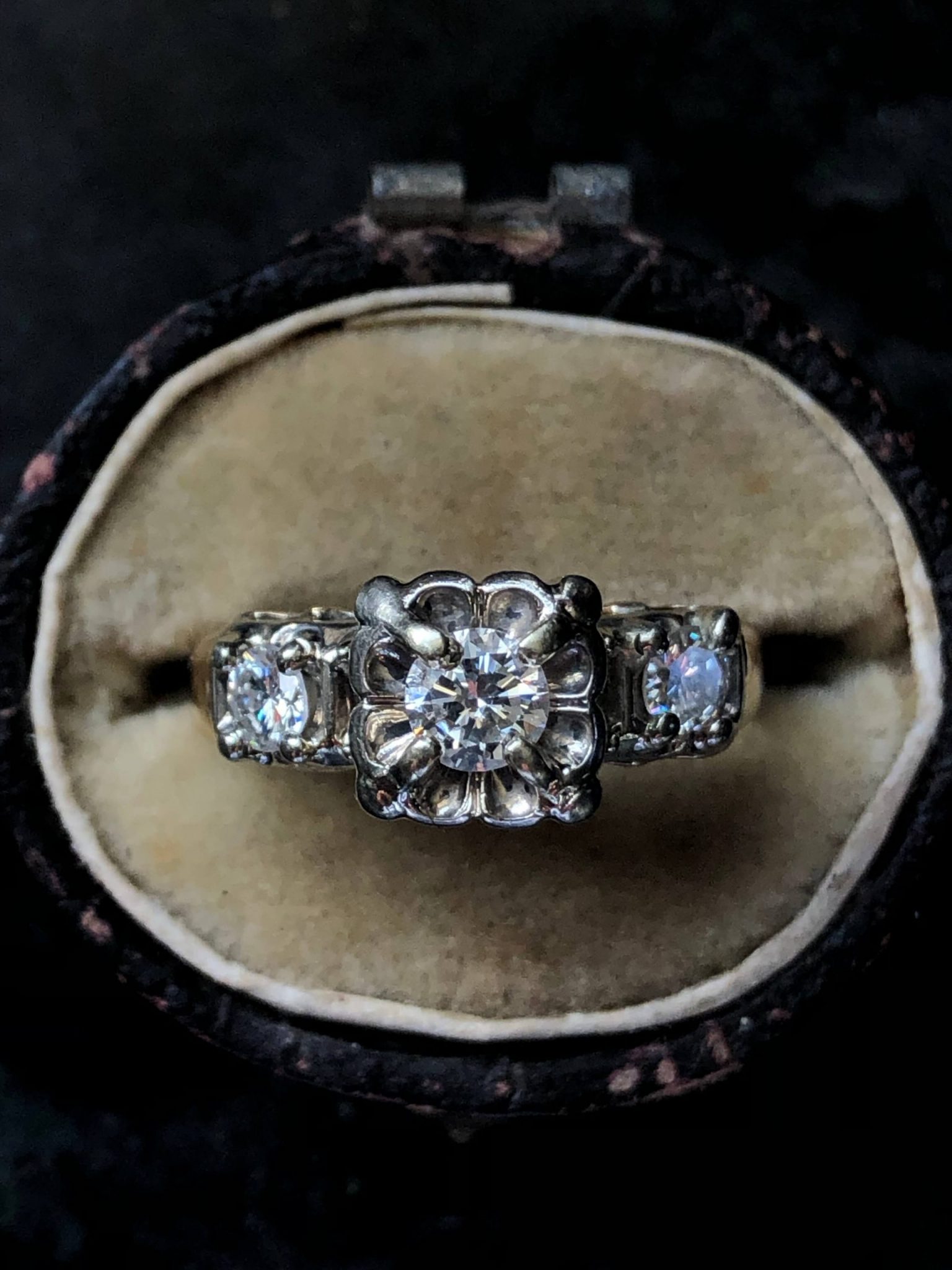 Retro Two-Tone Gold Diamond Engagement Ring (Vintage)