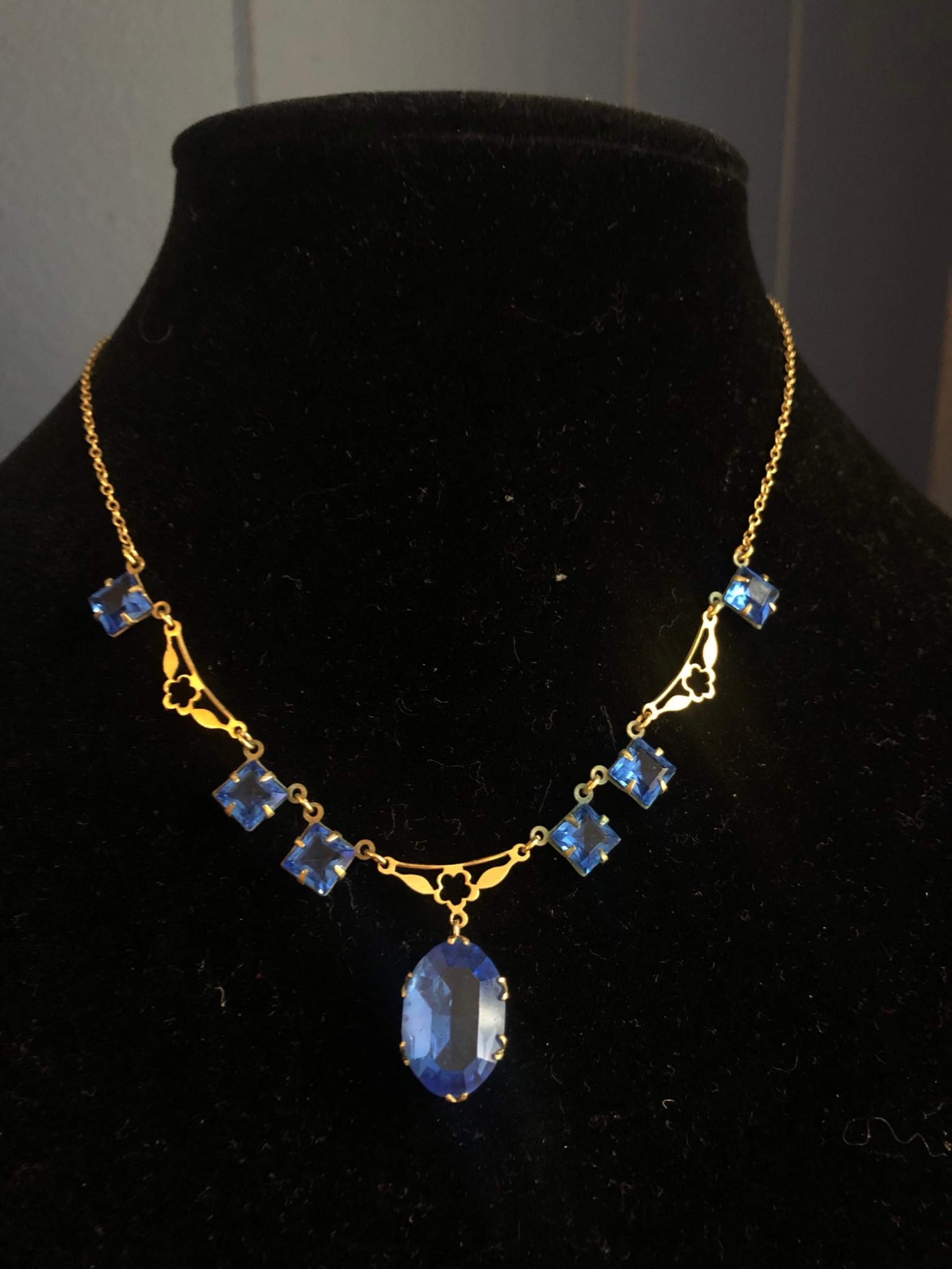 Art Nouveau Paste "Sapphire" Necklace (Vintage)