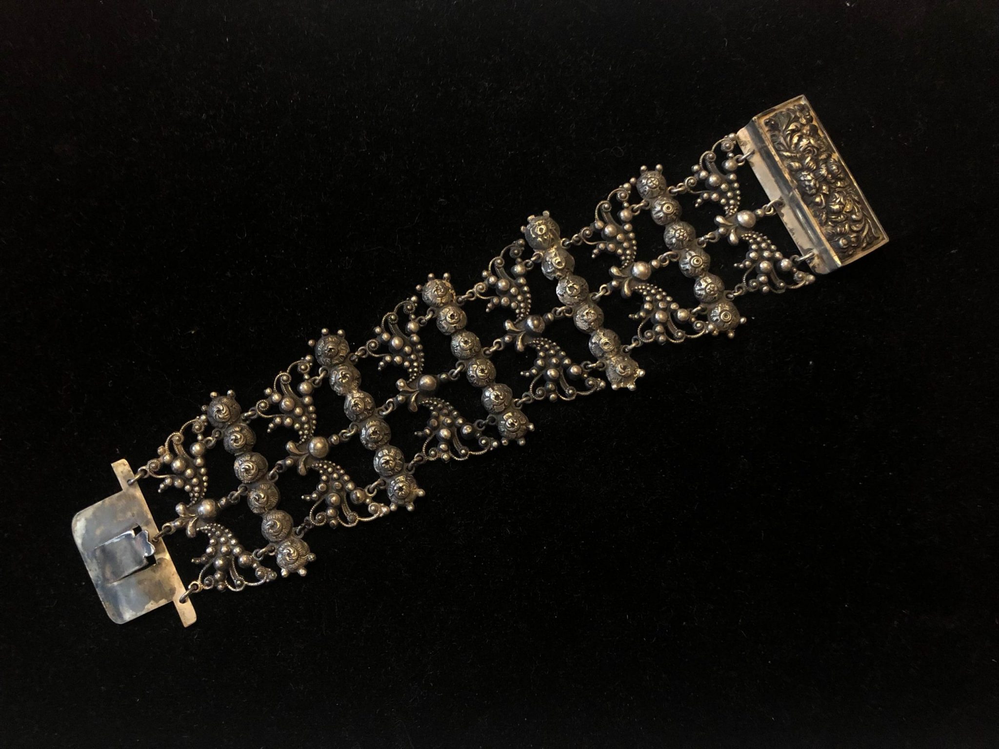 Sterling Silver Repousse Georgian Bracelet (Antique)
