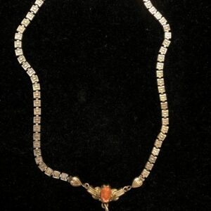 Antique Book Link Choker with Coral Figural Clasp