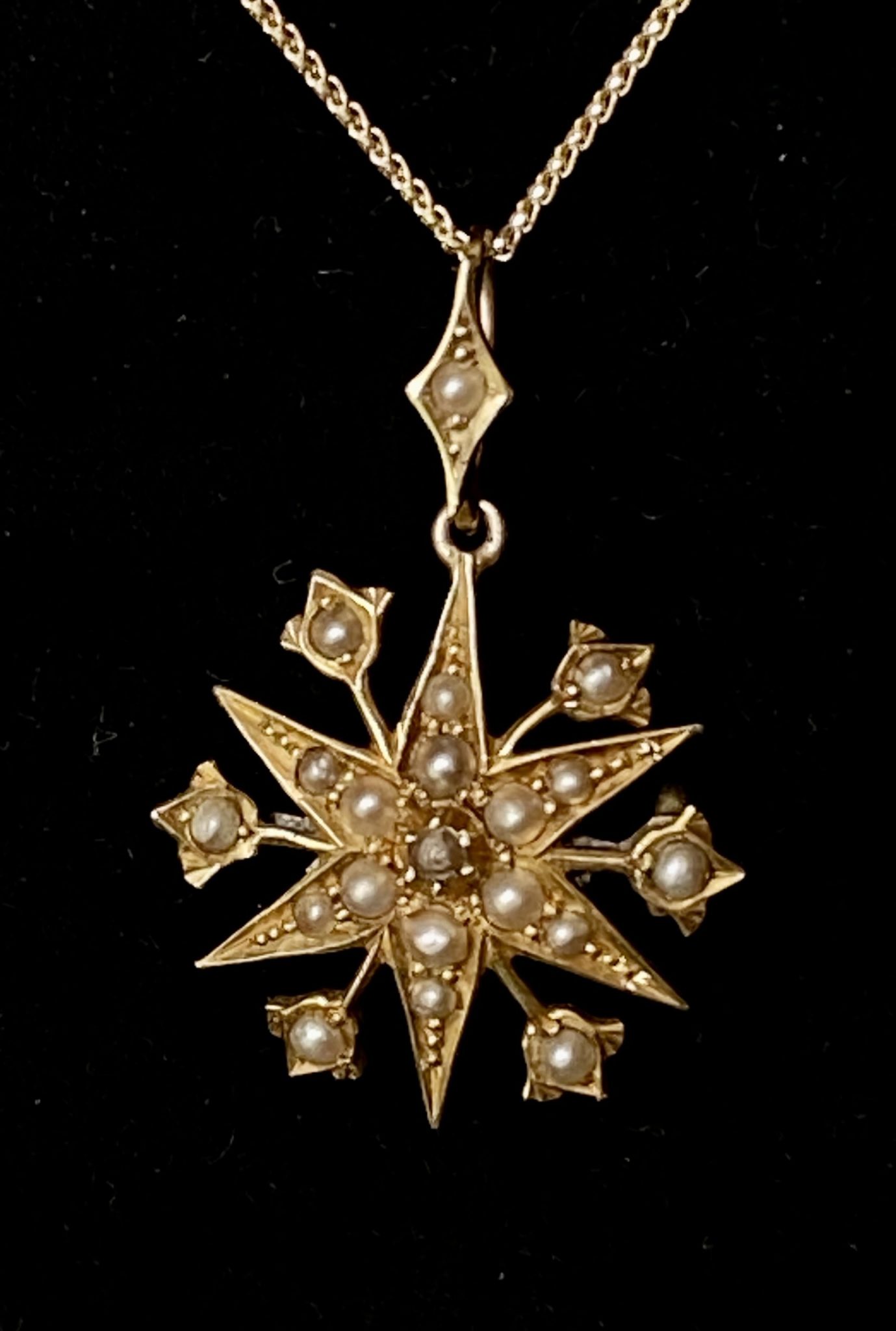 Yellow Gold Antique Pearl Star