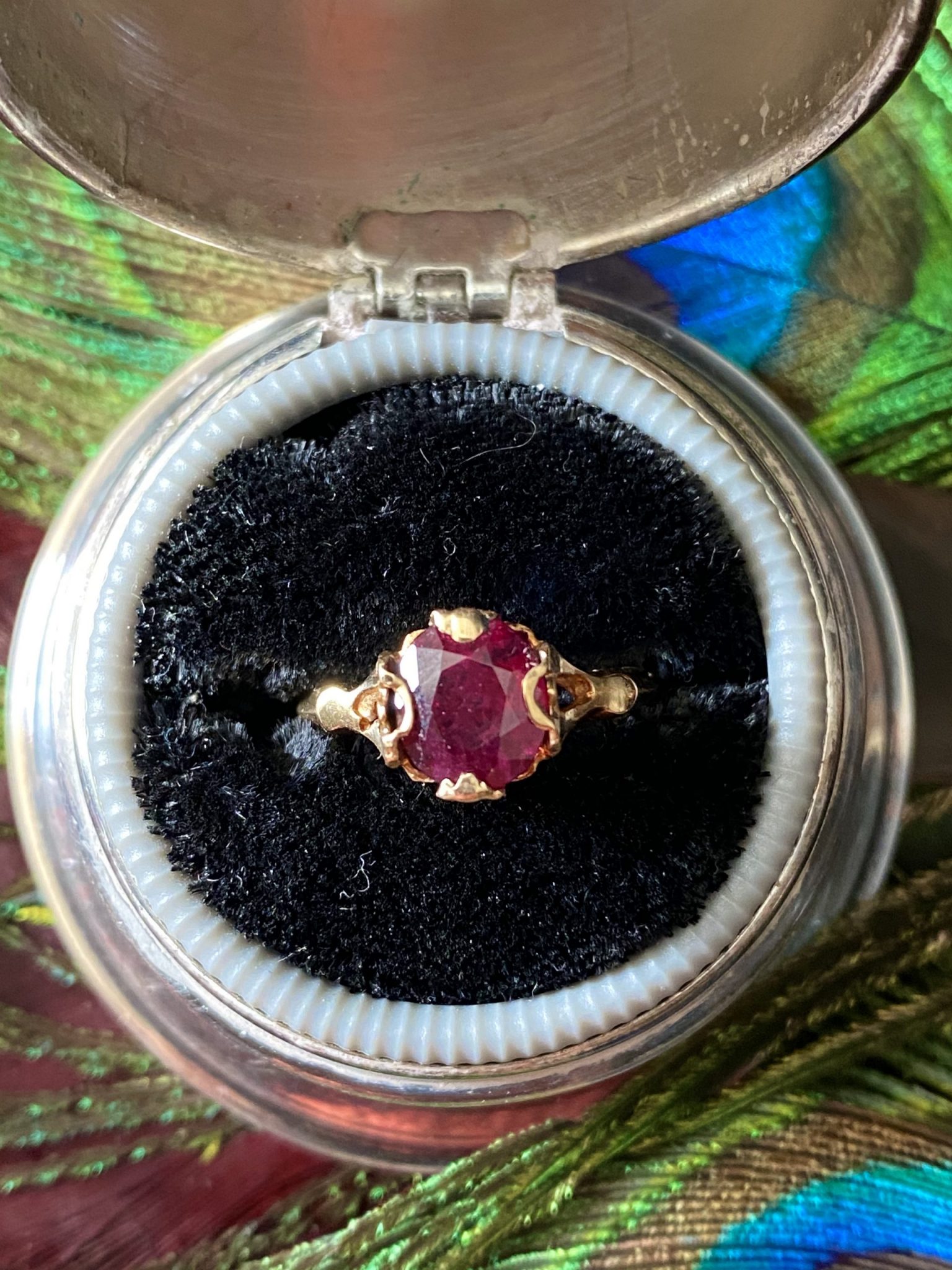 Vintage Ruby Solitaire Ring